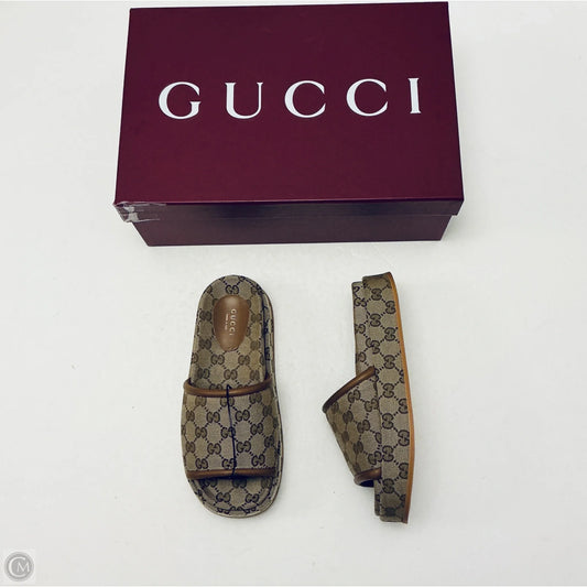 Sandals Luxury Designer By Gucci In Tan, Size: 7