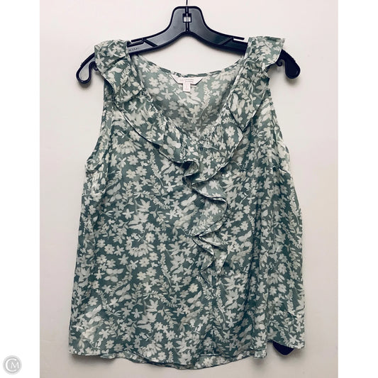 Top Sleeveless By Lc Lauren Conrad In Green & White, Size: L