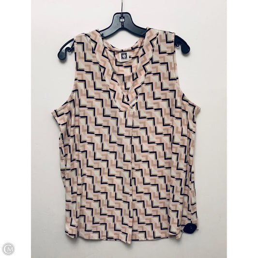 Top Sleeveless By Anne Klein In Pink & White, Size: L