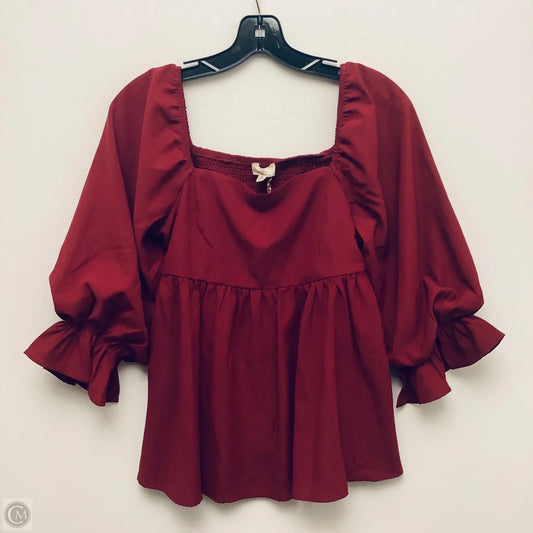 Top Long Sleeve By Entro In Maroon, Size: M