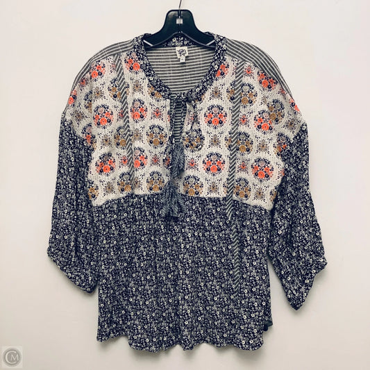 Top Long Sleeve By Ivy Jane In Black & Cream, Size: L