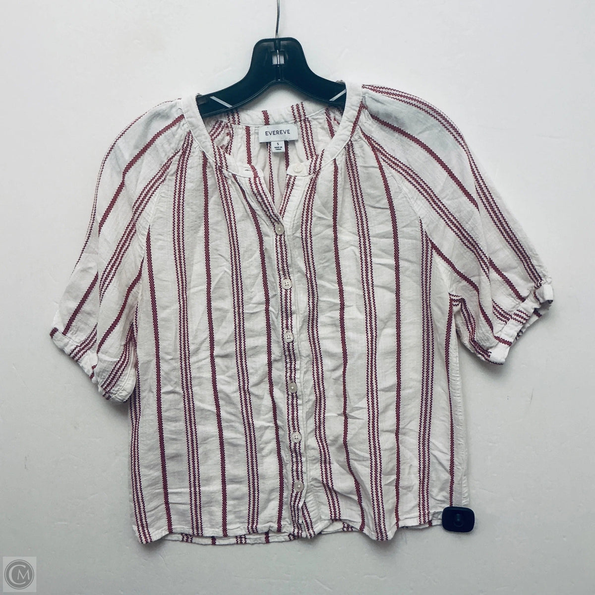 Top Short Sleeve By Evereve In Striped Pattern, Size: S