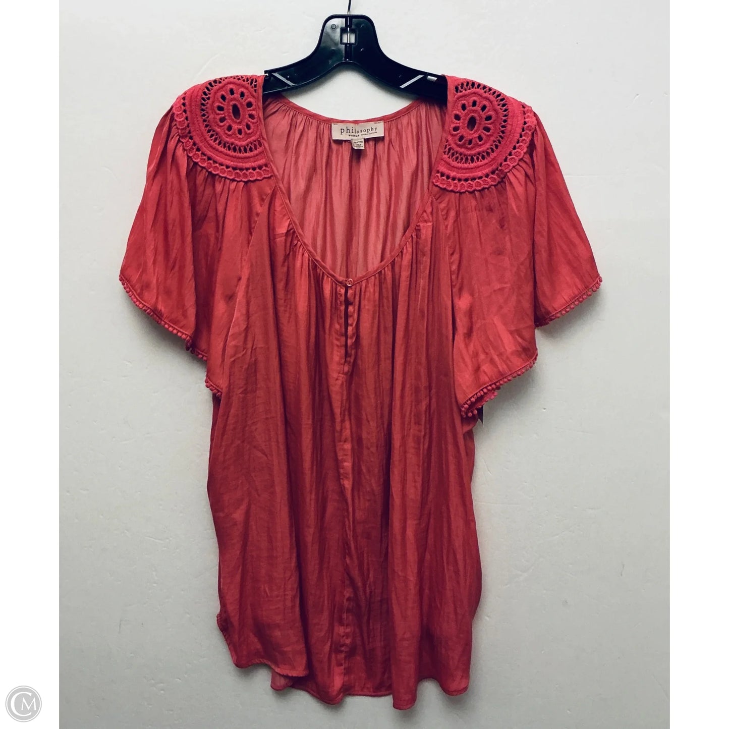 Top Short Sleeve By Philosophy In Pink, Size: 3x