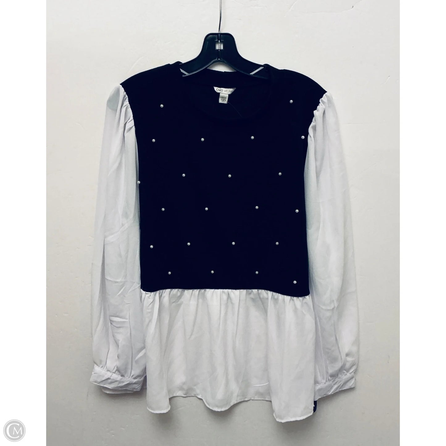 Top Long Sleeve By Cato In Black & White, Size: 18