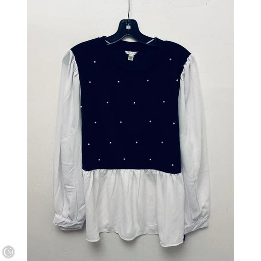 Top Long Sleeve By Cato In Black & White, Size: 18
