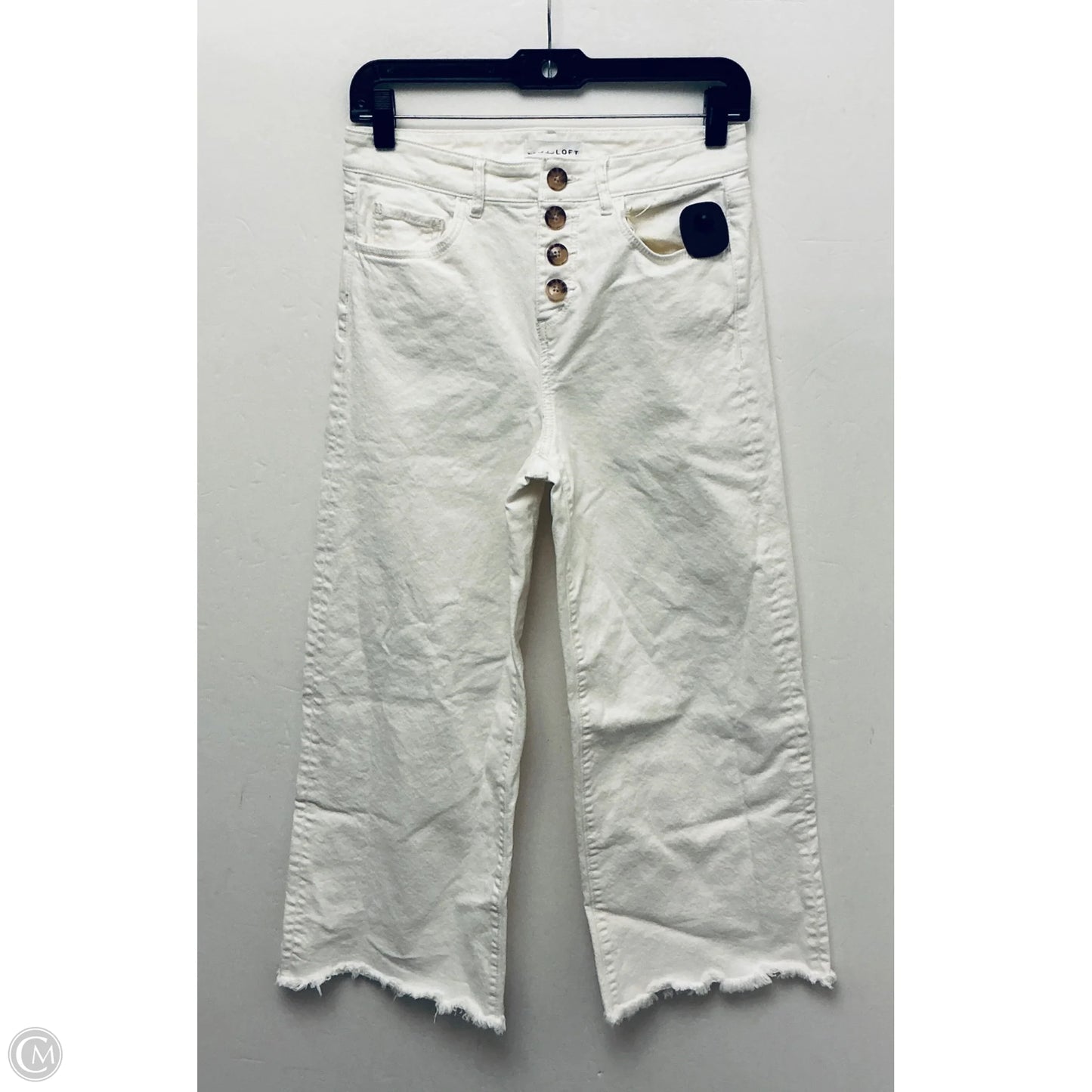 Jeans Wide Leg By Loft In White Denim, Size: 0