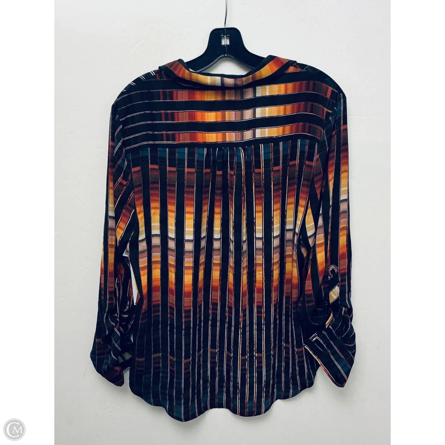 Top Long Sleeve By Dkny In Striped Pattern, Size: L