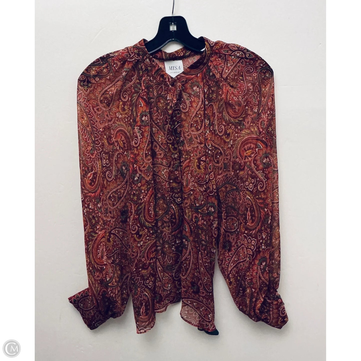 Top Long Sleeve Designer By Misa In Paisley Print, Size: M