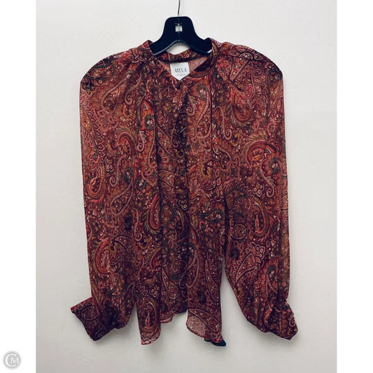 Top Long Sleeve Designer By Misa In Paisley Print, Size: M