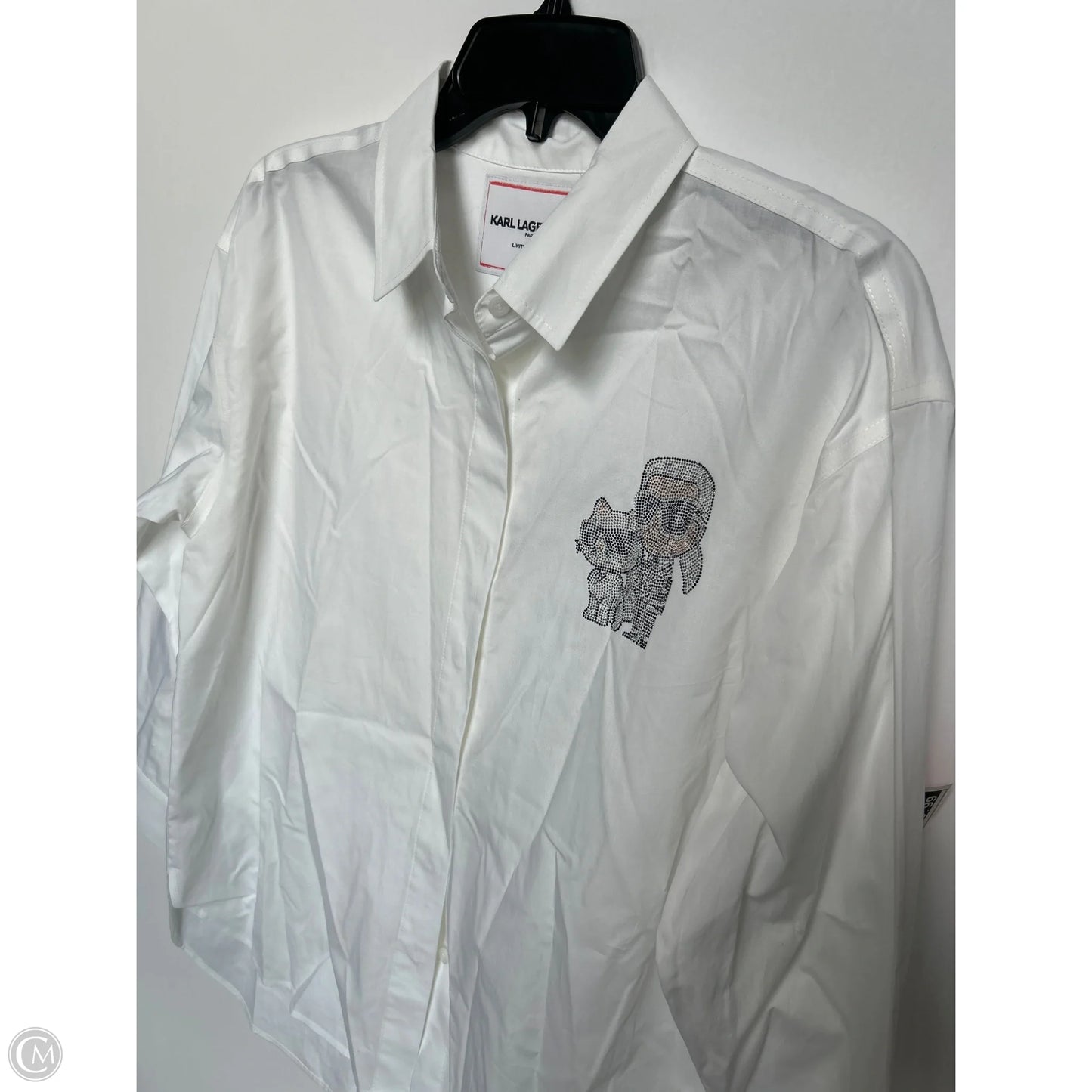 Top Long Sleeve Designer By Karl Lagerfeld In White, Size: S