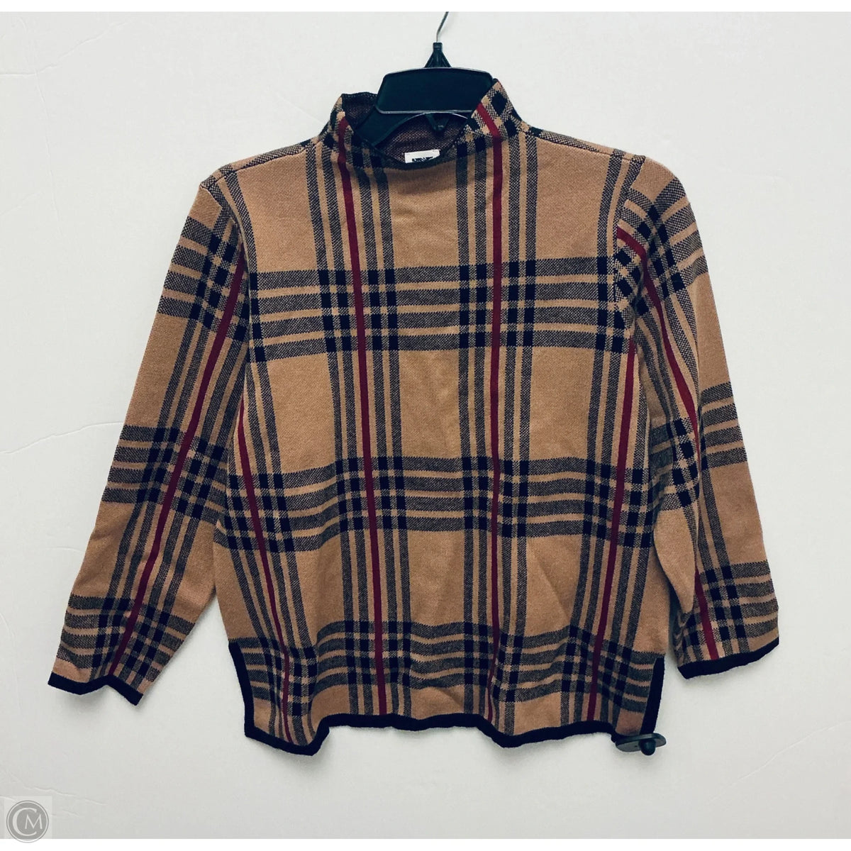 Sweater By Anne Klein In Plaid Pattern, Size: S