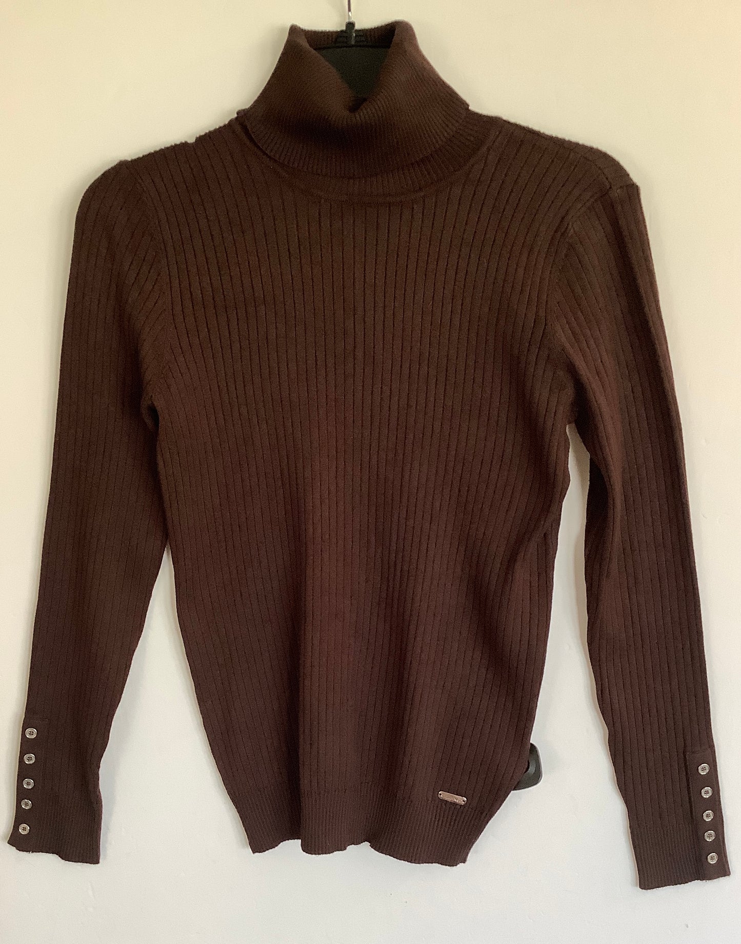 Top Long Sleeve By Calvin Klein In Brown, Size: S