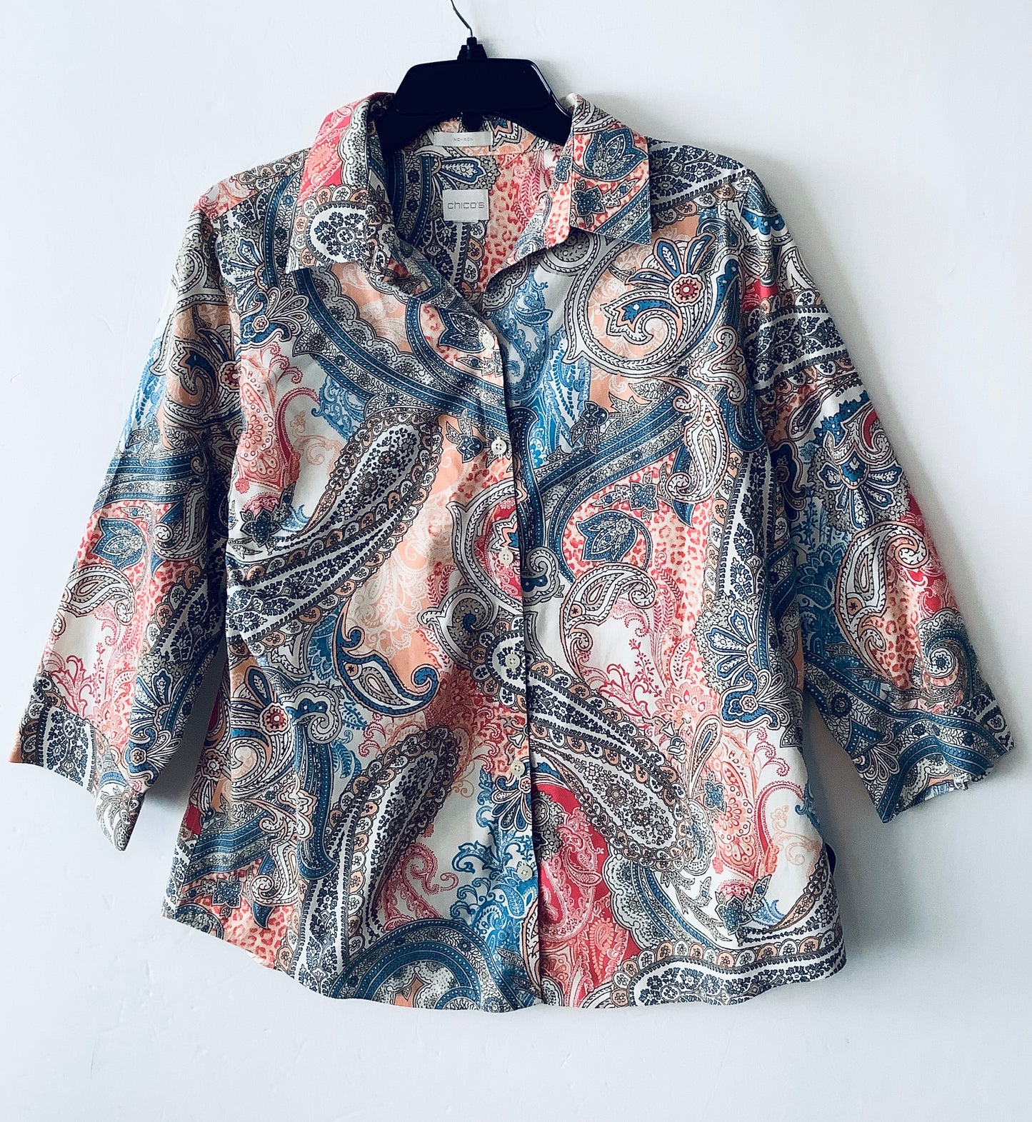 Top Long Sleeve By Chicos In Paisley Print, Size: M