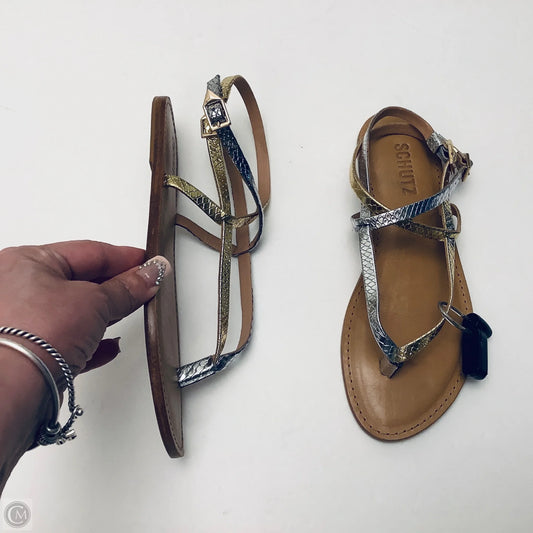 Sandals Flats By Cme In Gold & Silver, Size: 7.5