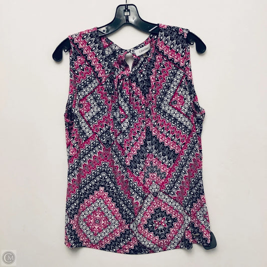 Top Sleeveless By Calvin Klein In Black & Pink, Size: Xl