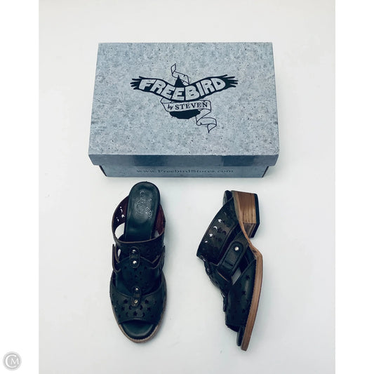 Sandals Heels Block By Freebird In Brown, Size: 9