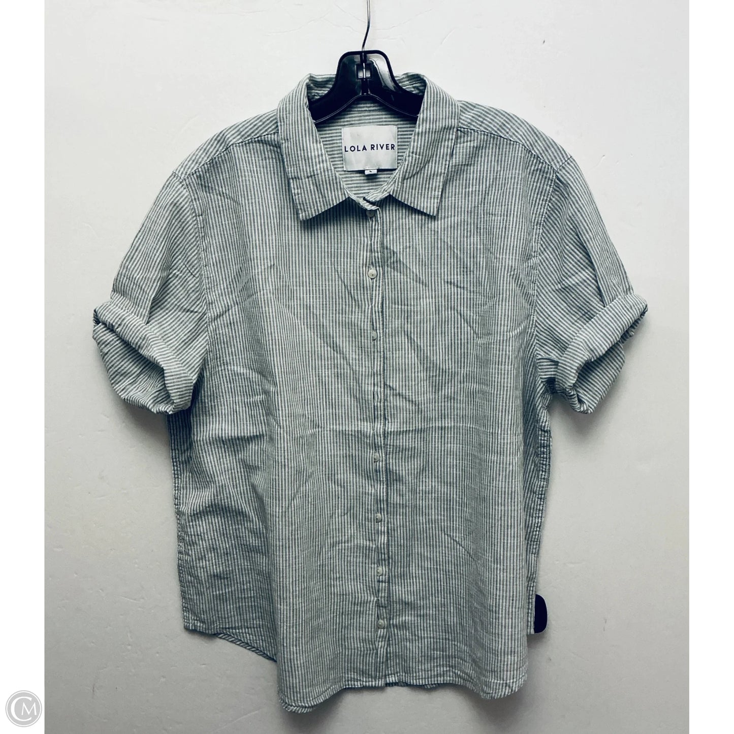 Top Short Sleeve By Cmc In Striped Pattern, Size: L