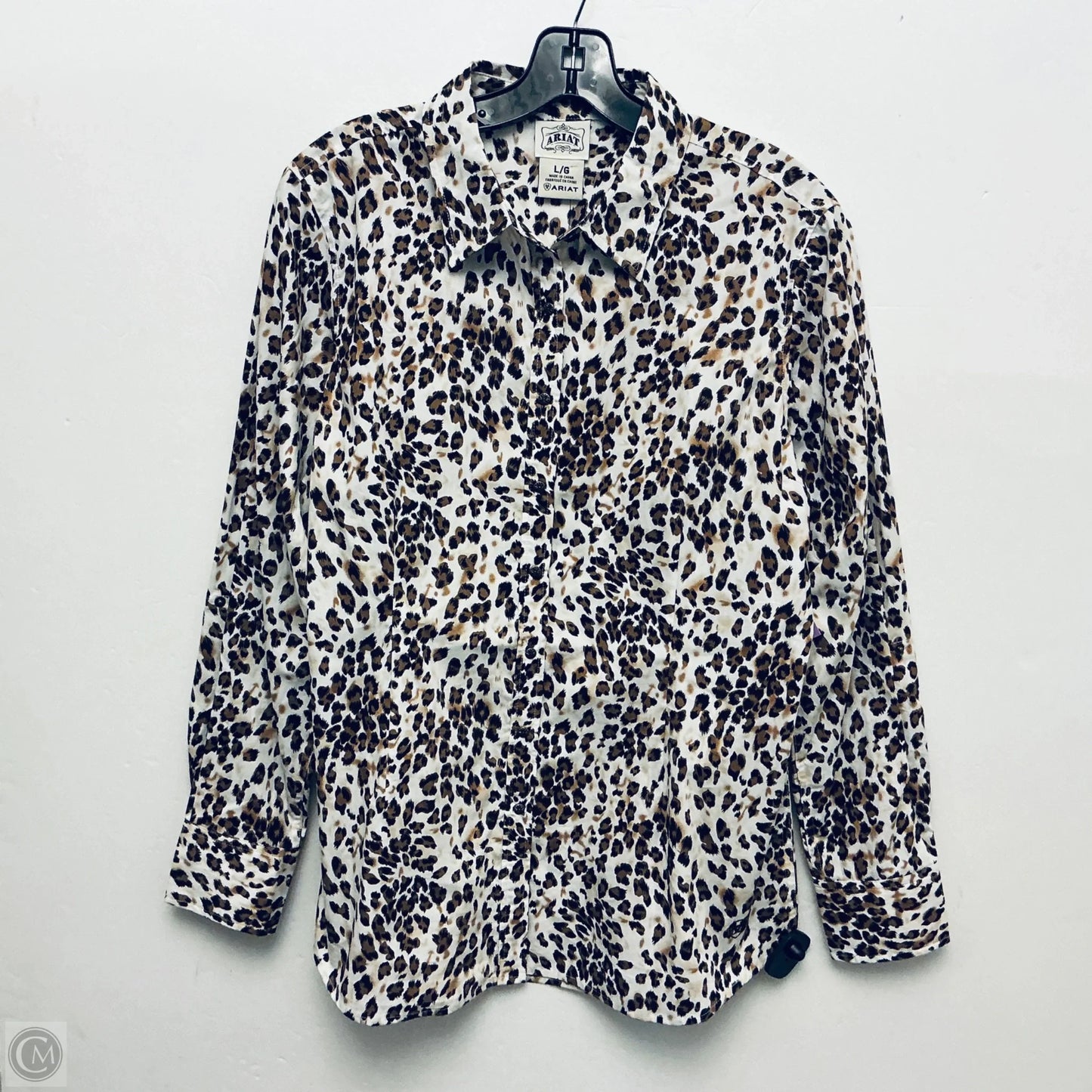 Top Long Sleeve By Ariat In Animal Print, Size: L