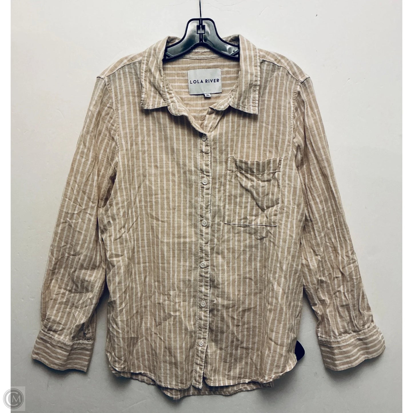 Top Long Sleeve By Lola River In Cream, Size: Xl