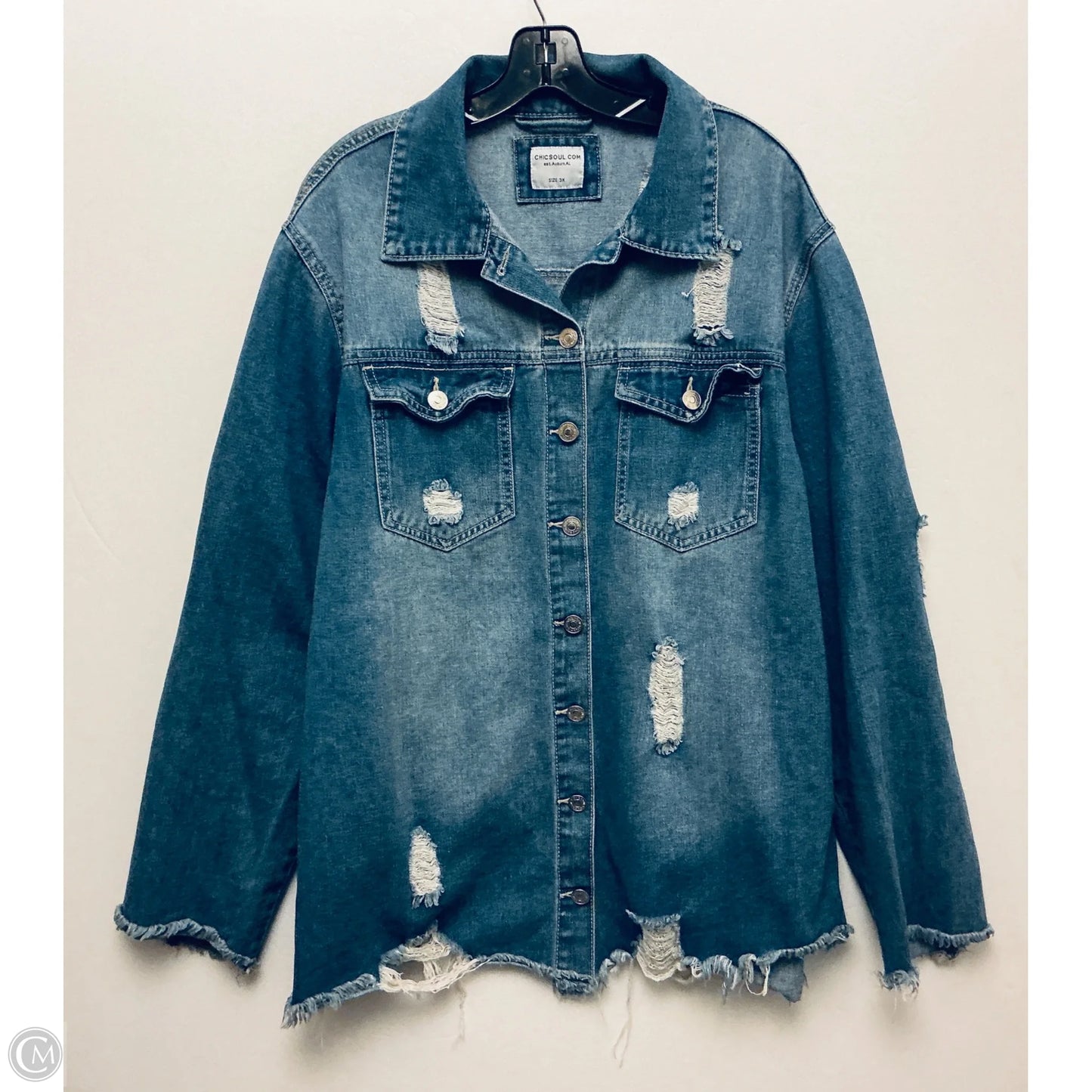 Jacket Denim By Chicsoul In Blue Denim, Size: 3x