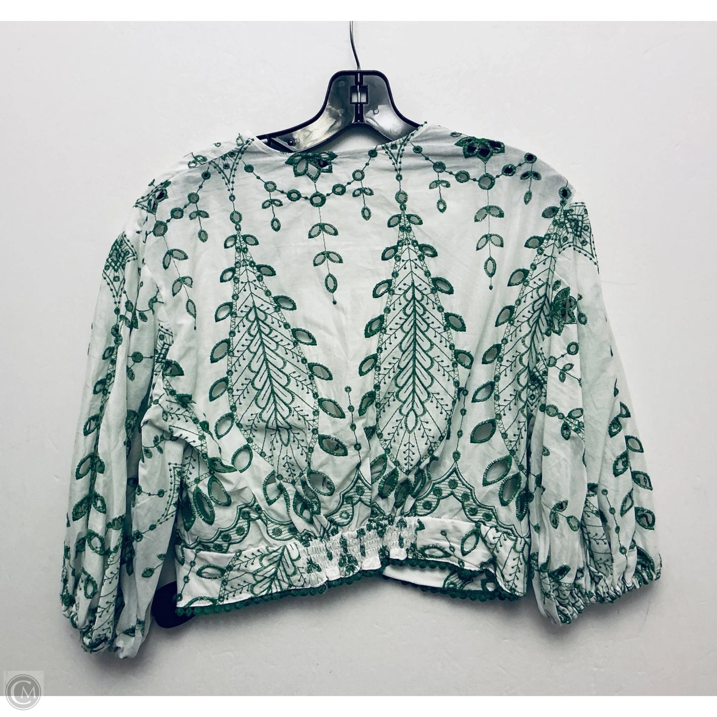 Top Long Sleeve By Zara In Green, Size: L