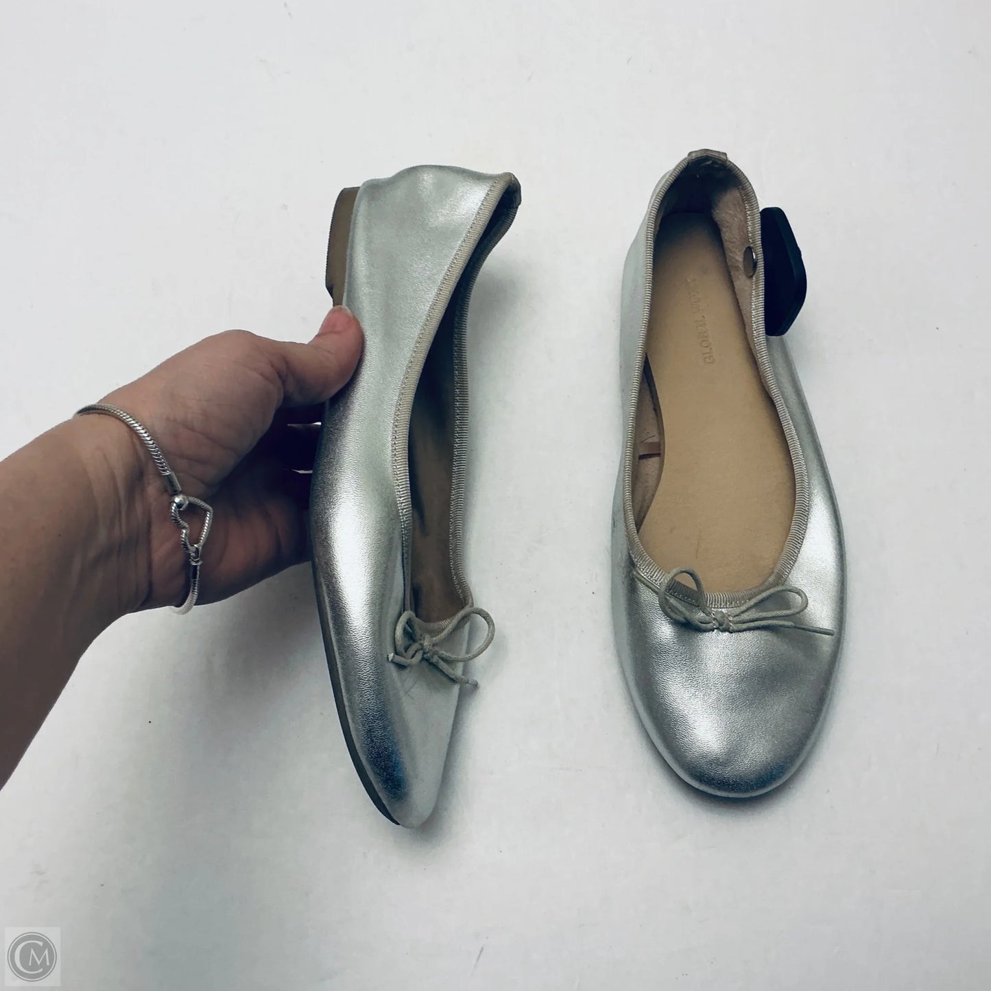 Shoes Flats By Global Work In Silver, Size: 6.5