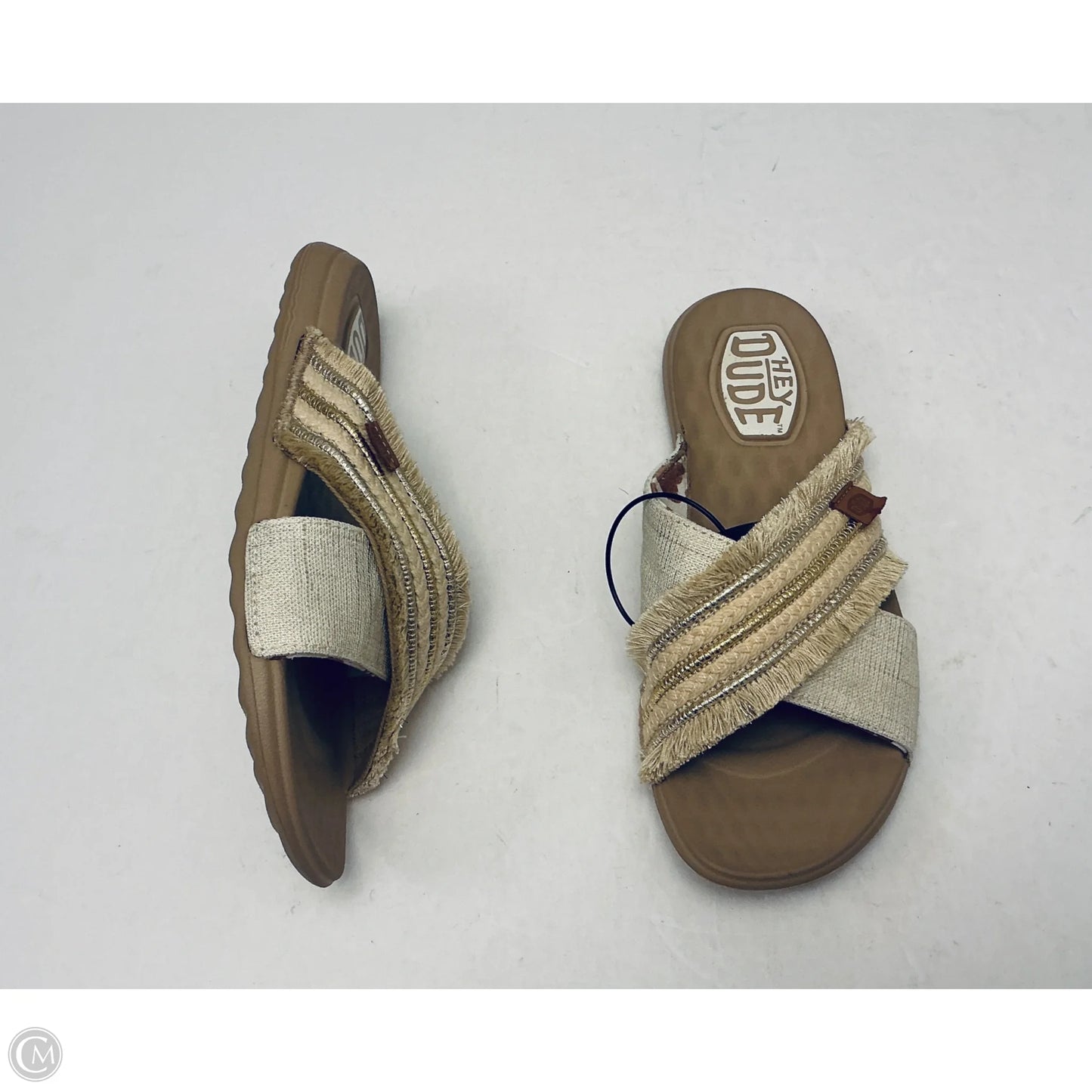 Sandals Flats By Hey Dude In Tan, Size: 6