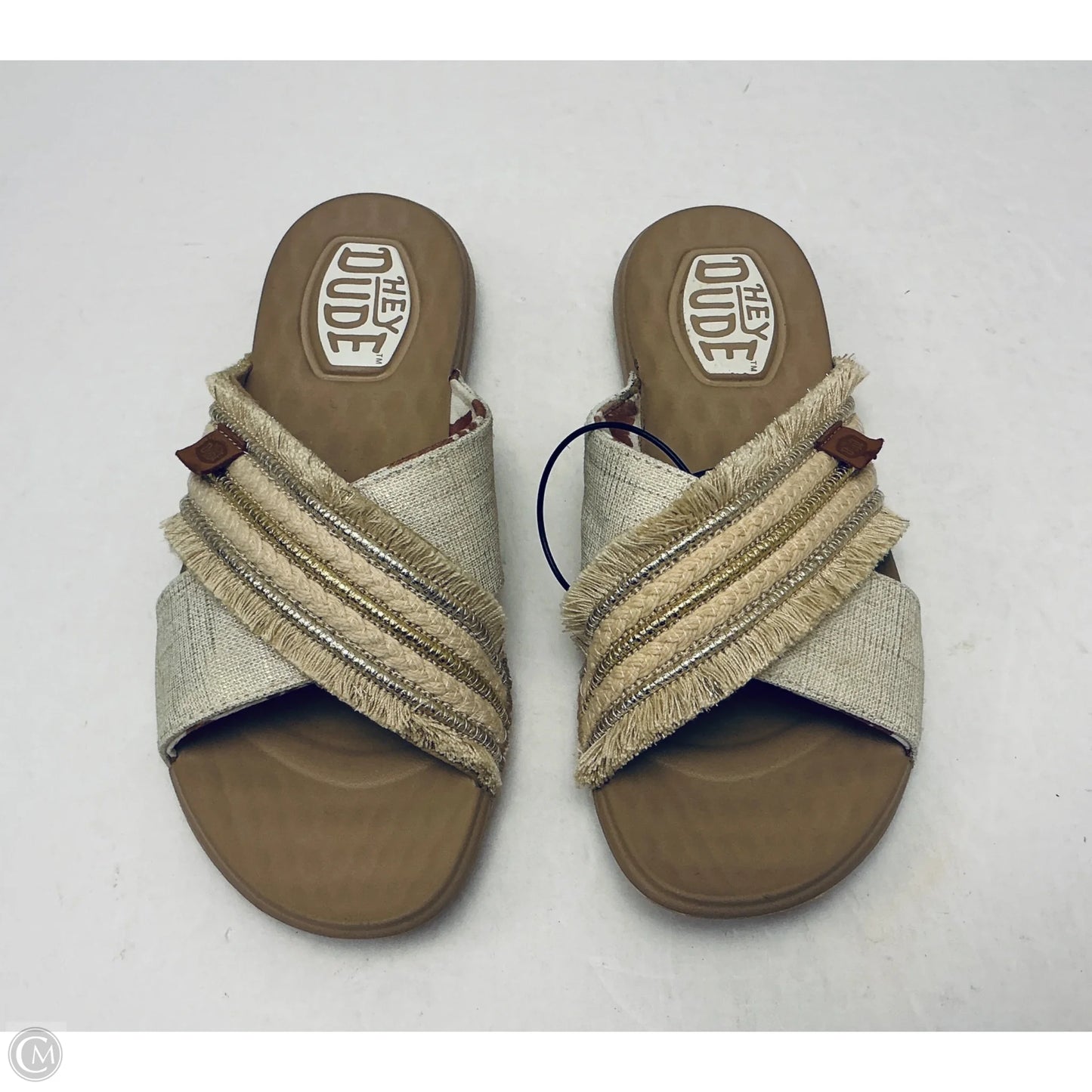 Sandals Flats By Hey Dude In Tan, Size: 6