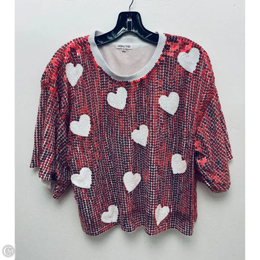 Top Short Sleeve By Main Strip In Red, Size: L