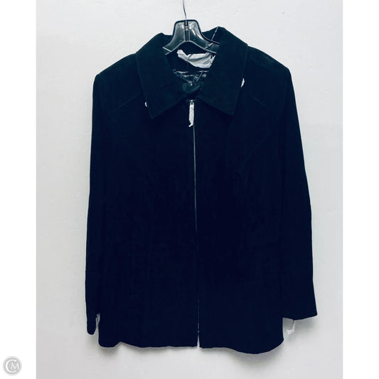 Coat Leather By Dennis Basso Qvc In Black, Size: 2x