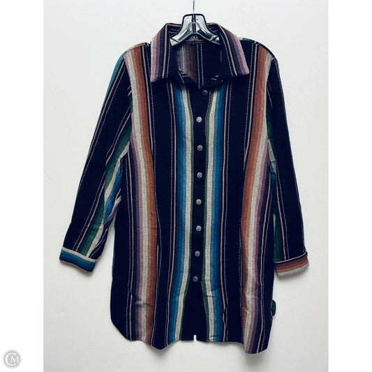 Top Long Sleeve By Lucky & Blessed In Striped Pattern, Size: L