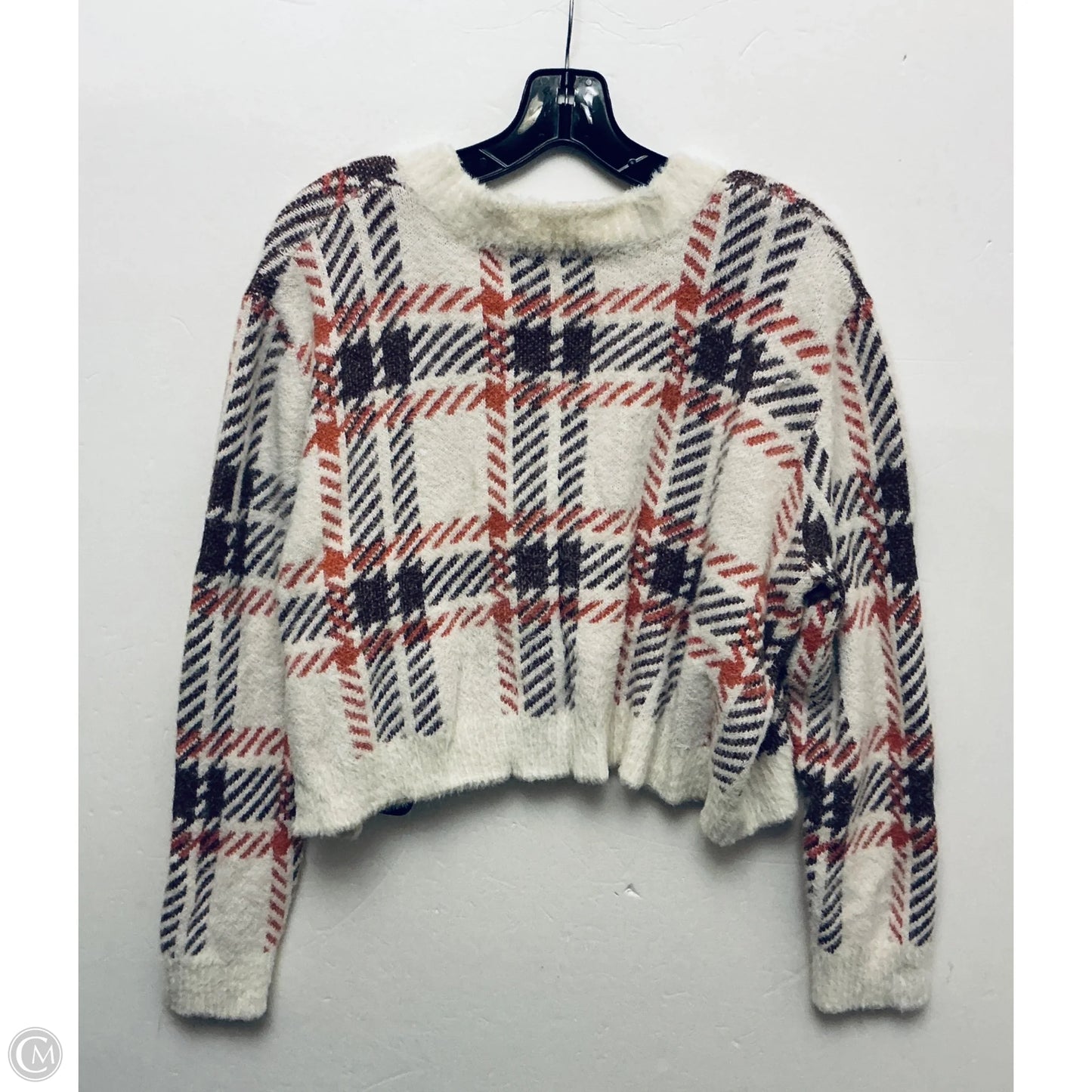 Sweater Cardigan By Francesca's In Plaid Pattern, Size: M