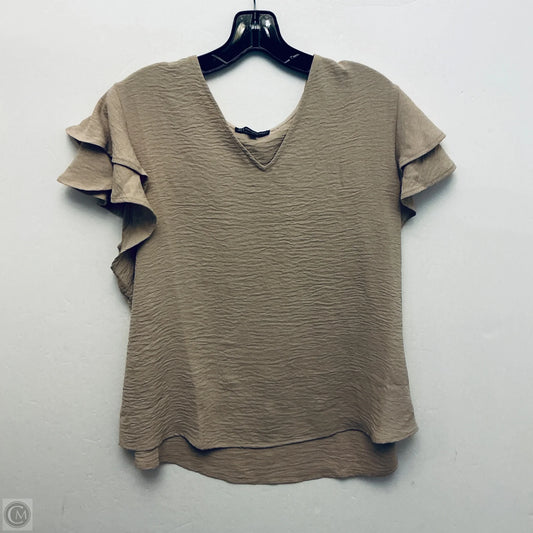 Top Short Sleeve By Adrianna Papell In Tan, Size: L