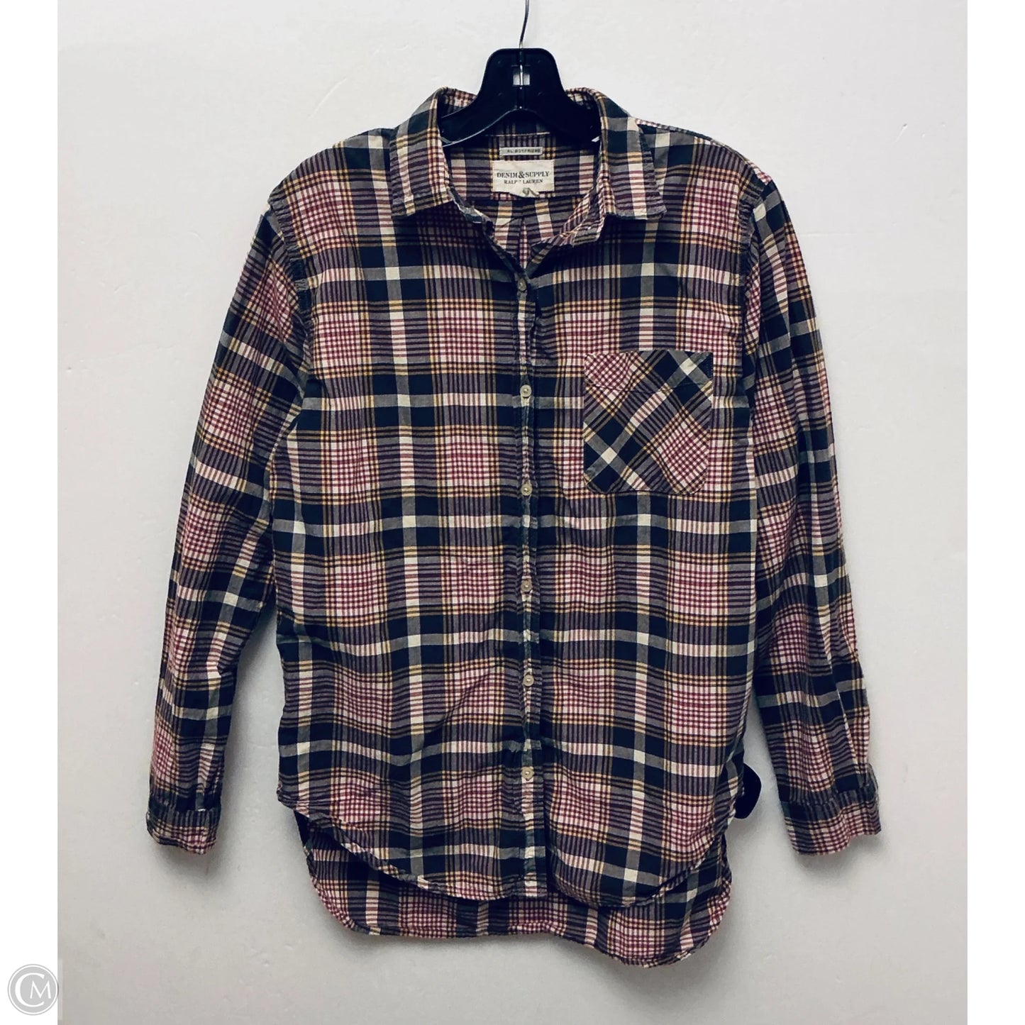 Top Long Sleeve By Denim & Supply By Ralph Lauren In Plaid Pattern, Size: M