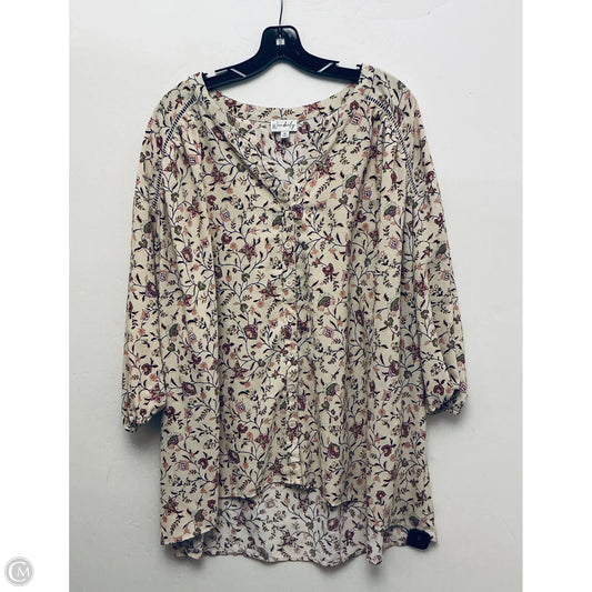 Top Short Sleeve By Wonderly In Floral Print, Size: 4x
