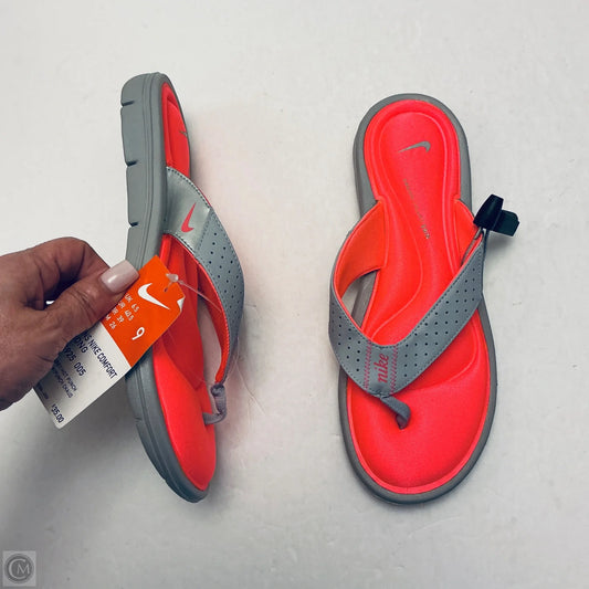 Sandals Flip Flops By Nike In Grey, Size: 9