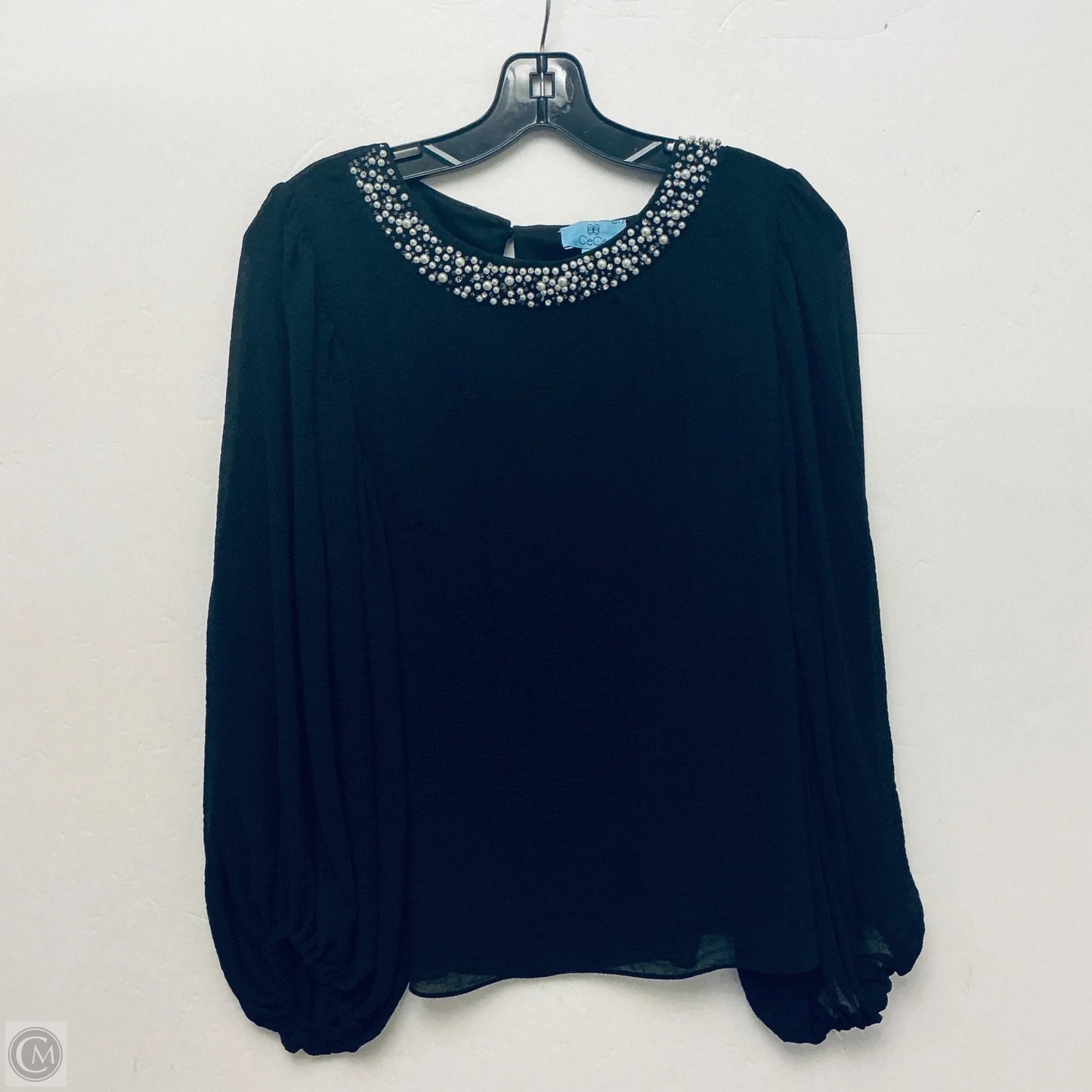 Top Long Sleeve By Cece In Black, Size: M