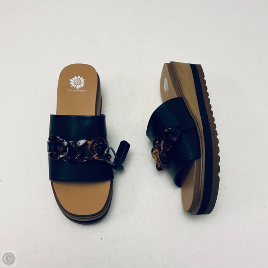Sandals Flats By Yellow Box In Black, Size: 6.5