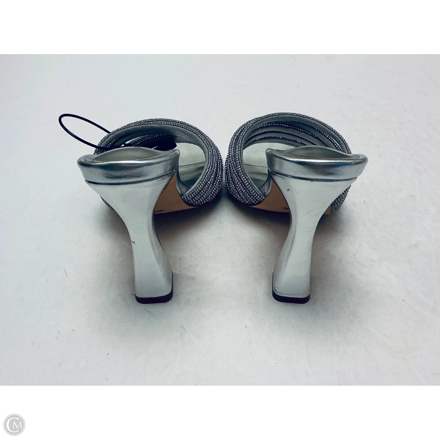 Sandals Heels Block By Anne Michelle In Silver, Size: 6