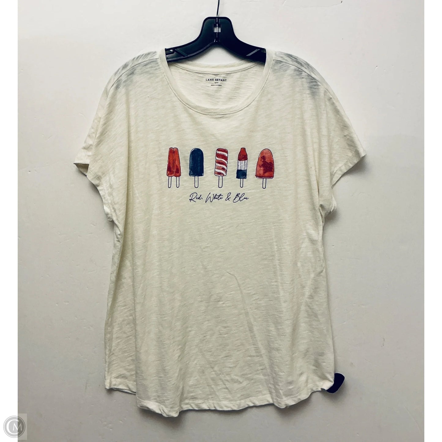 Top Short Sleeve Basic By Lane Bryant In Cream, Size: Xl