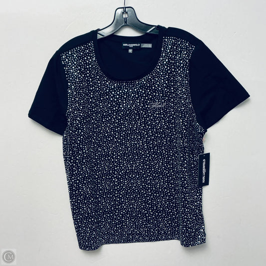 Top Short Sleeve Designer By Karl Lagerfeld In Black, Size: Xl