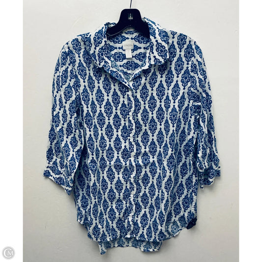 Top Long Sleeve By Chicos In Blue, Size: L