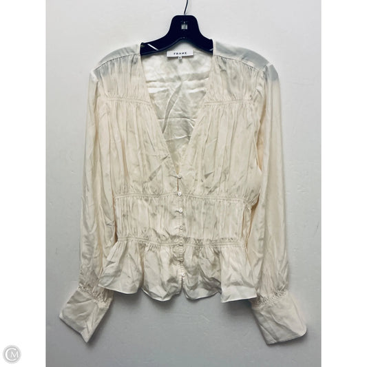 Top Long Sleeve By Frame In Ivory, Size: Xl