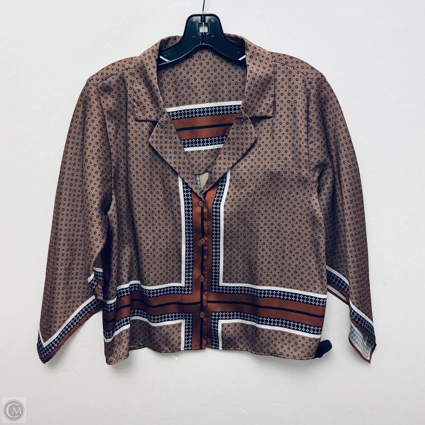 Top Long Sleeve By Zara In Brown, Size: M