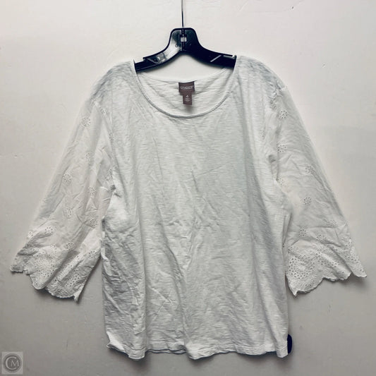 Top Short Sleeve By Chicos In White, Size: Xl