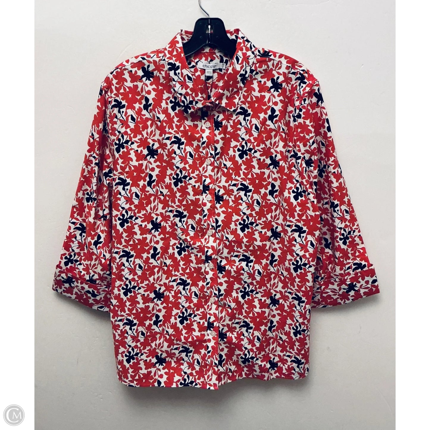 Top Short Sleeve By Chicos In Red, Size: Xxl