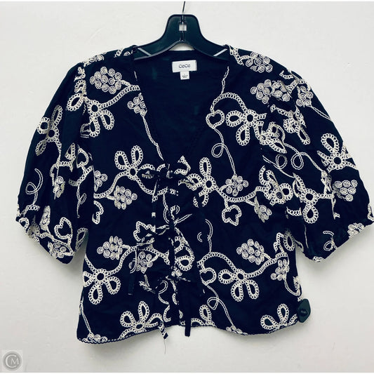 Top Short Sleeve By Cece In Navy, Size: L