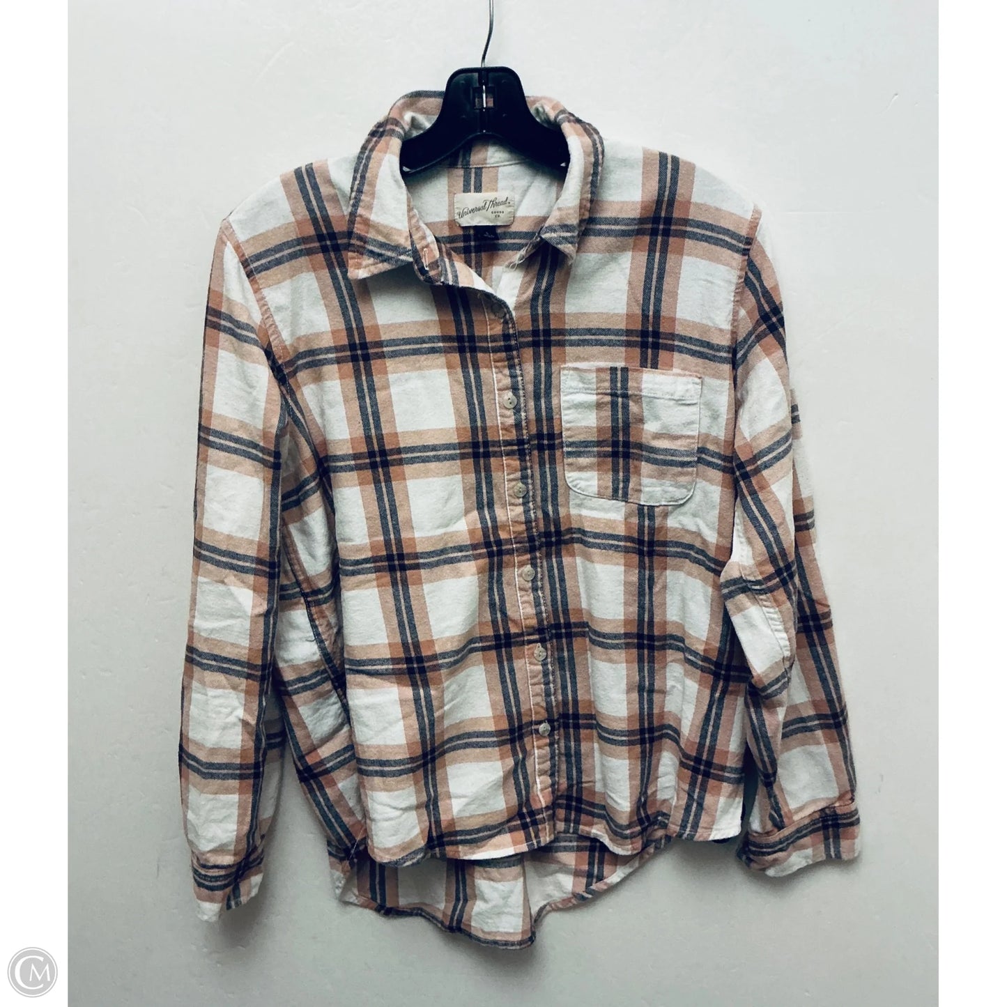 Top Long Sleeve By Universal Thread In Plaid Pattern, Size: S