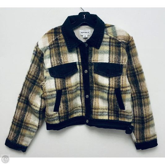 Coat Faux Fur & Sherpa By For The Republic In Plaid Pattern, Size: M