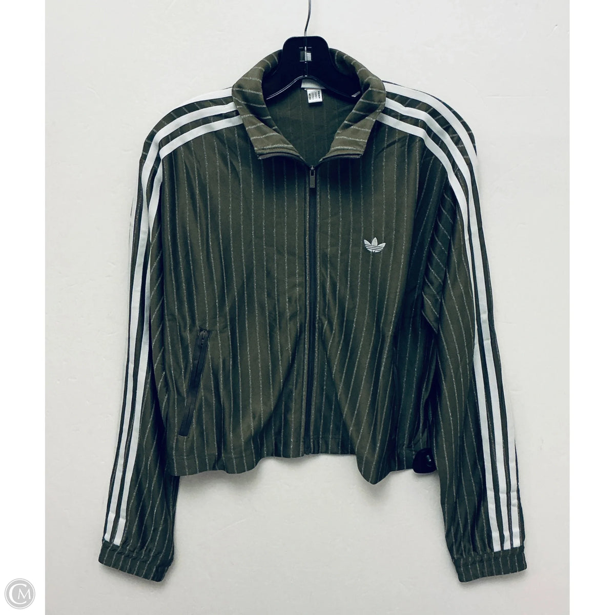 Athletic Jacket By Adidas In Striped Pattern, Size: M